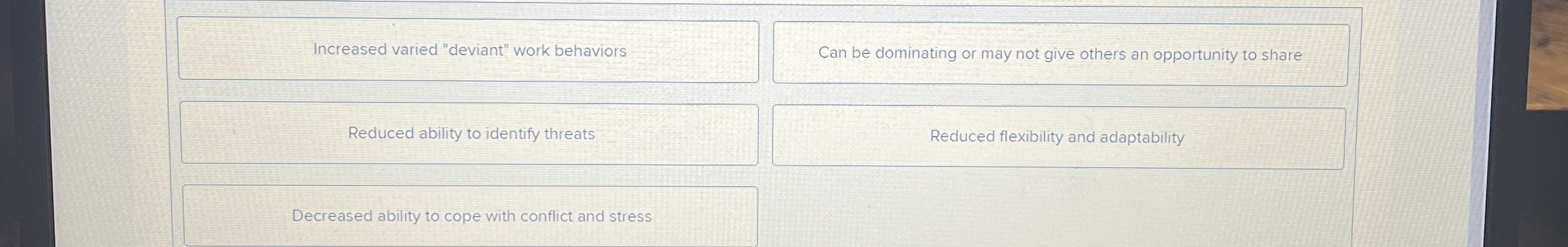  Increased varied "deviant" work behaviors Can be dominating or may not