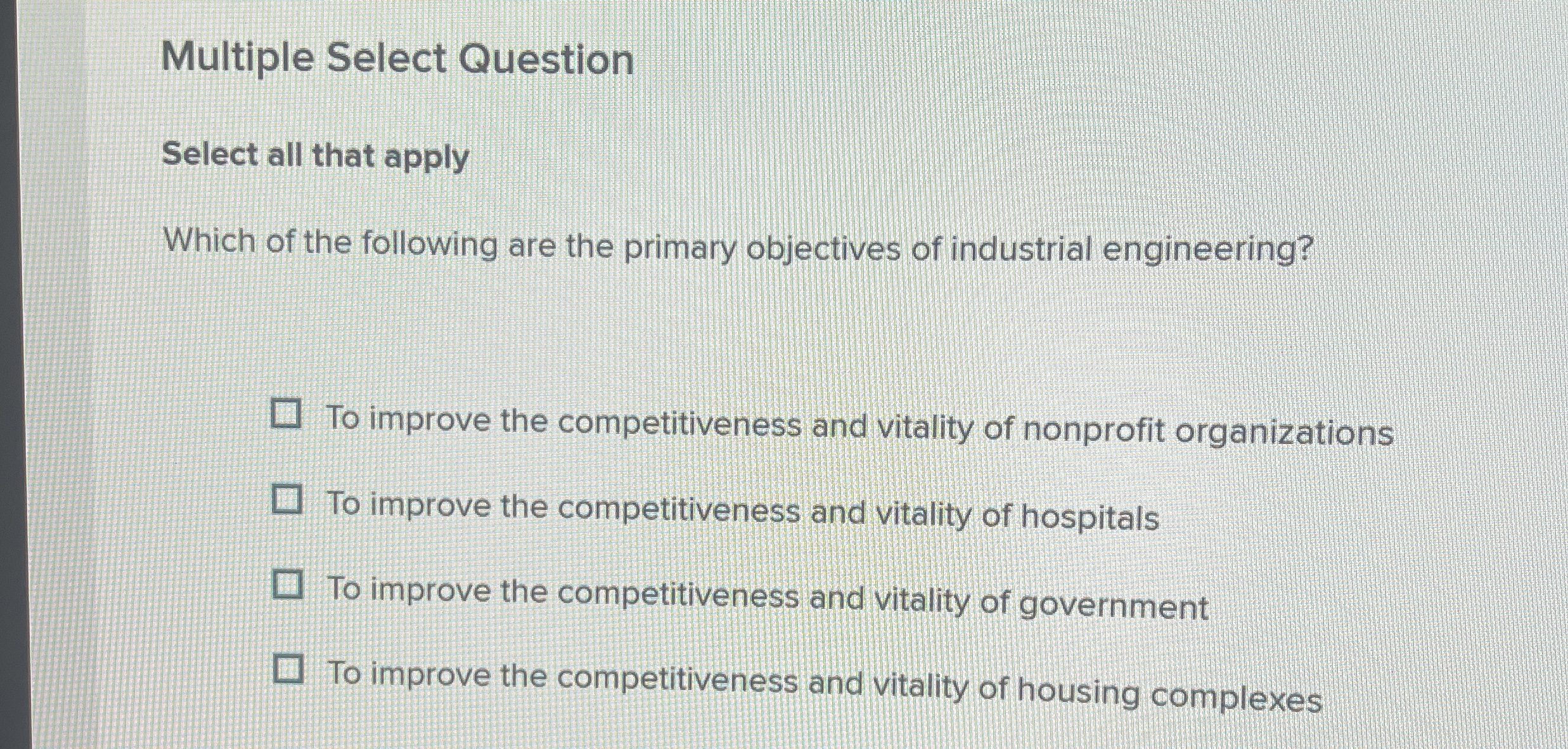  Multiple Select Question Select all that apply Which of the following