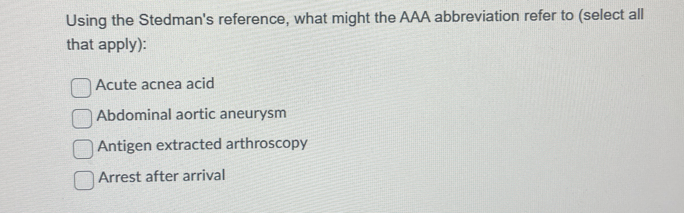  Using the Stedman's reference, what might the AAA abbreviation refer to
