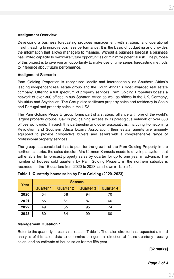  What are the steps to Assignment Overview Developing a business forecasting