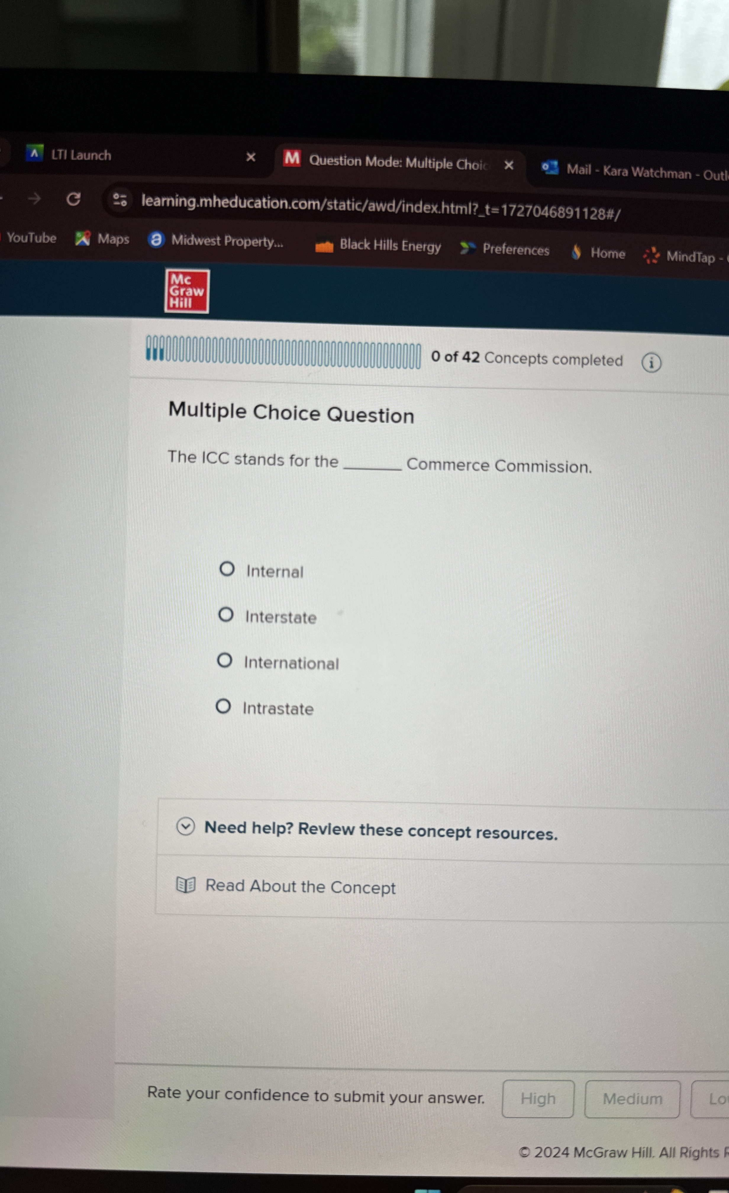  Multiple Choice Question The ICC stands for the Commerce Commission. Internal