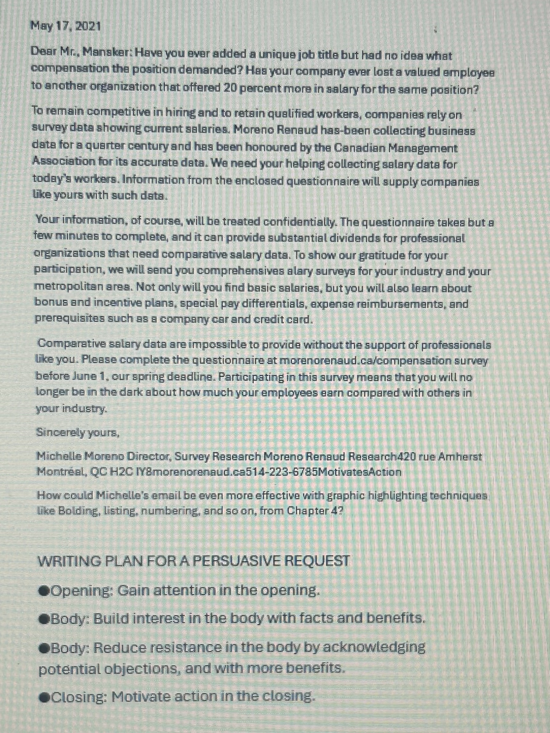  May 17,2021 Dear Mr, Mansker: Heve you ever added a unique
