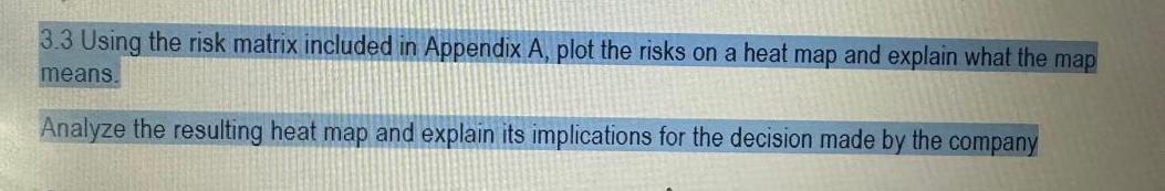  3.3 Using the risk matrix included in Appendix A, plot the