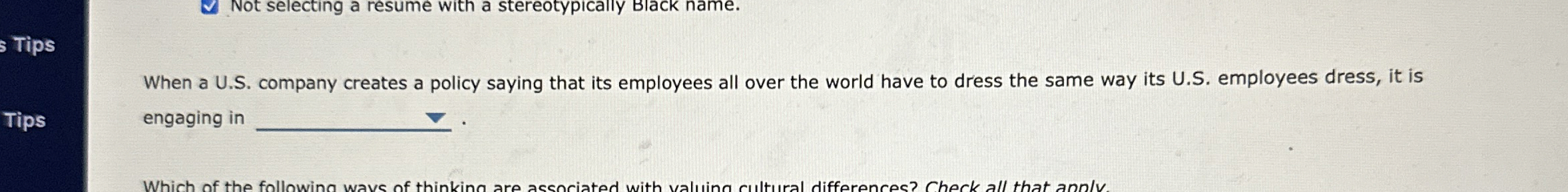  Not selecting a resume with a stereotypically Black name. When a