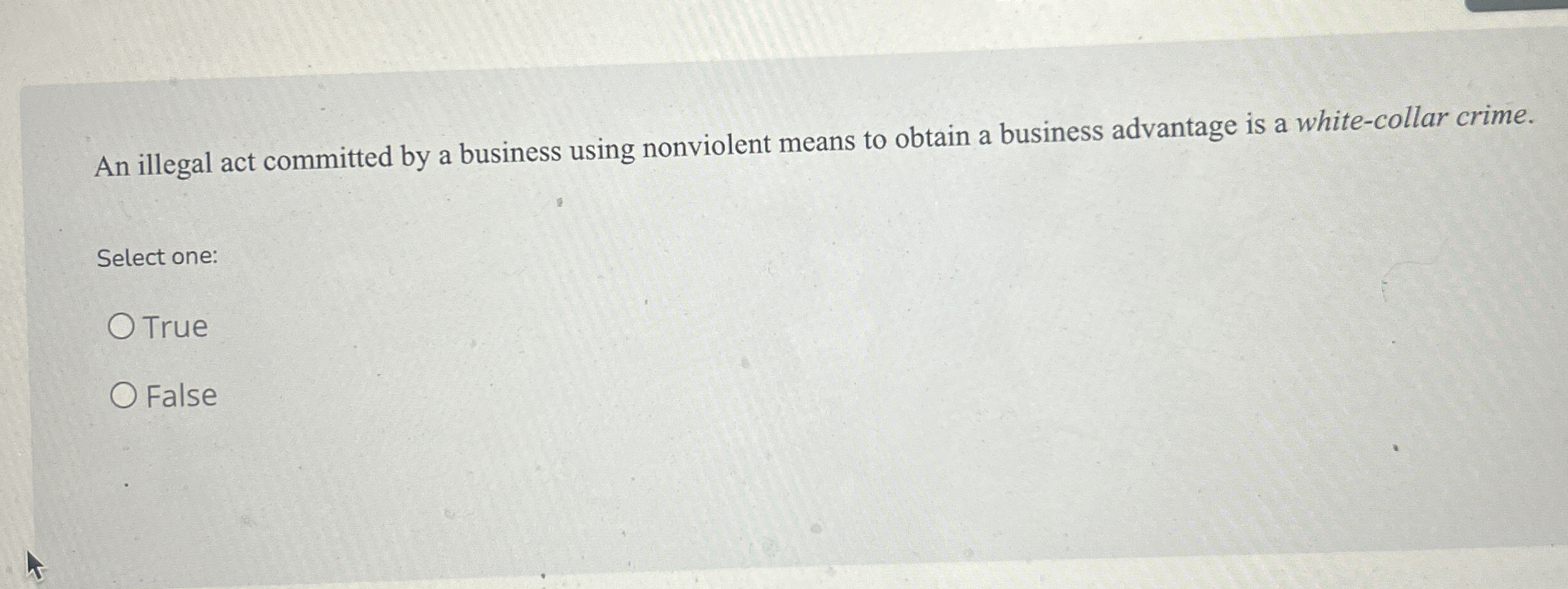  An illegal act committed by a business using nonviolent means to