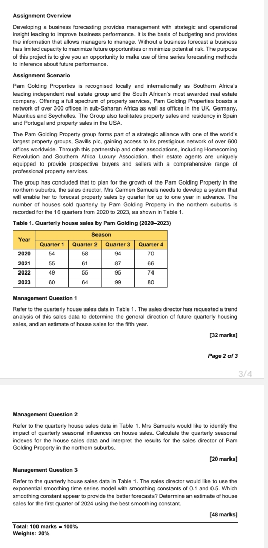  Assignment Overview Developing a business forecasting provides management with strategic and
