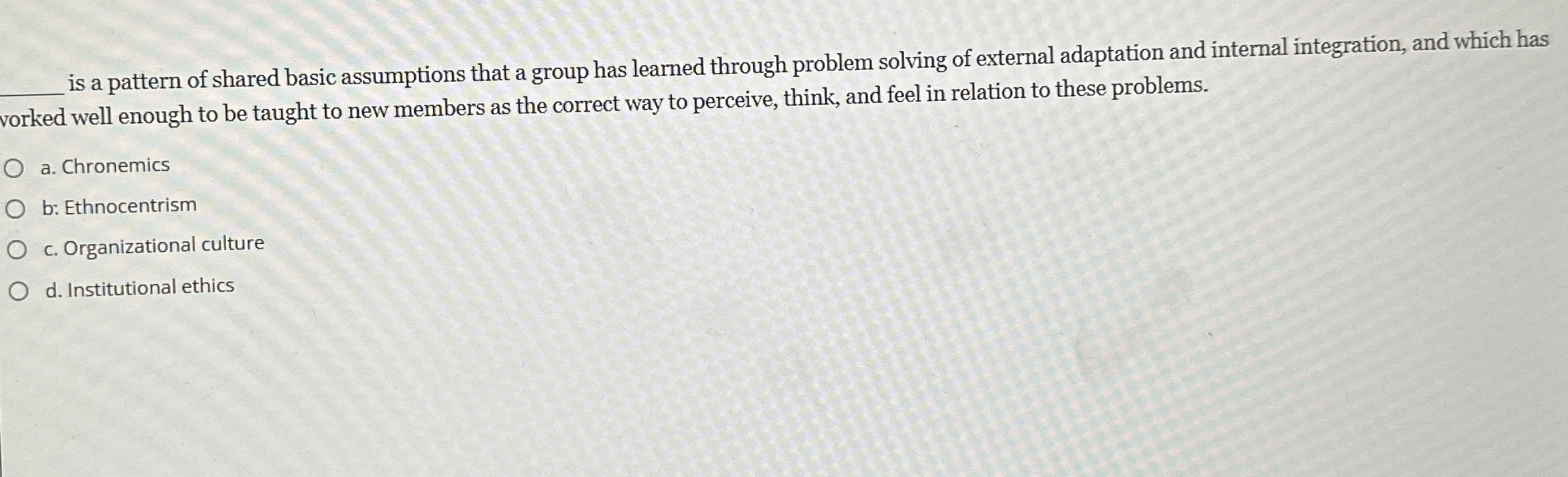  is a pattern of shared basic assumptions that a group has