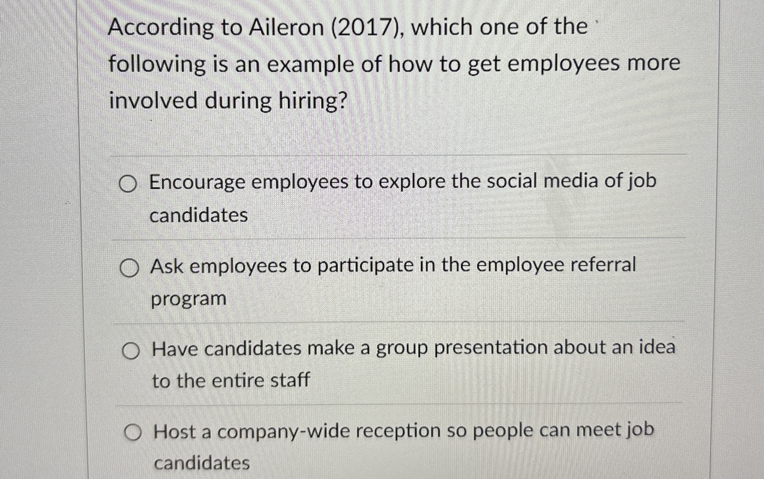  According to Aileron (2017), which one of the following is an