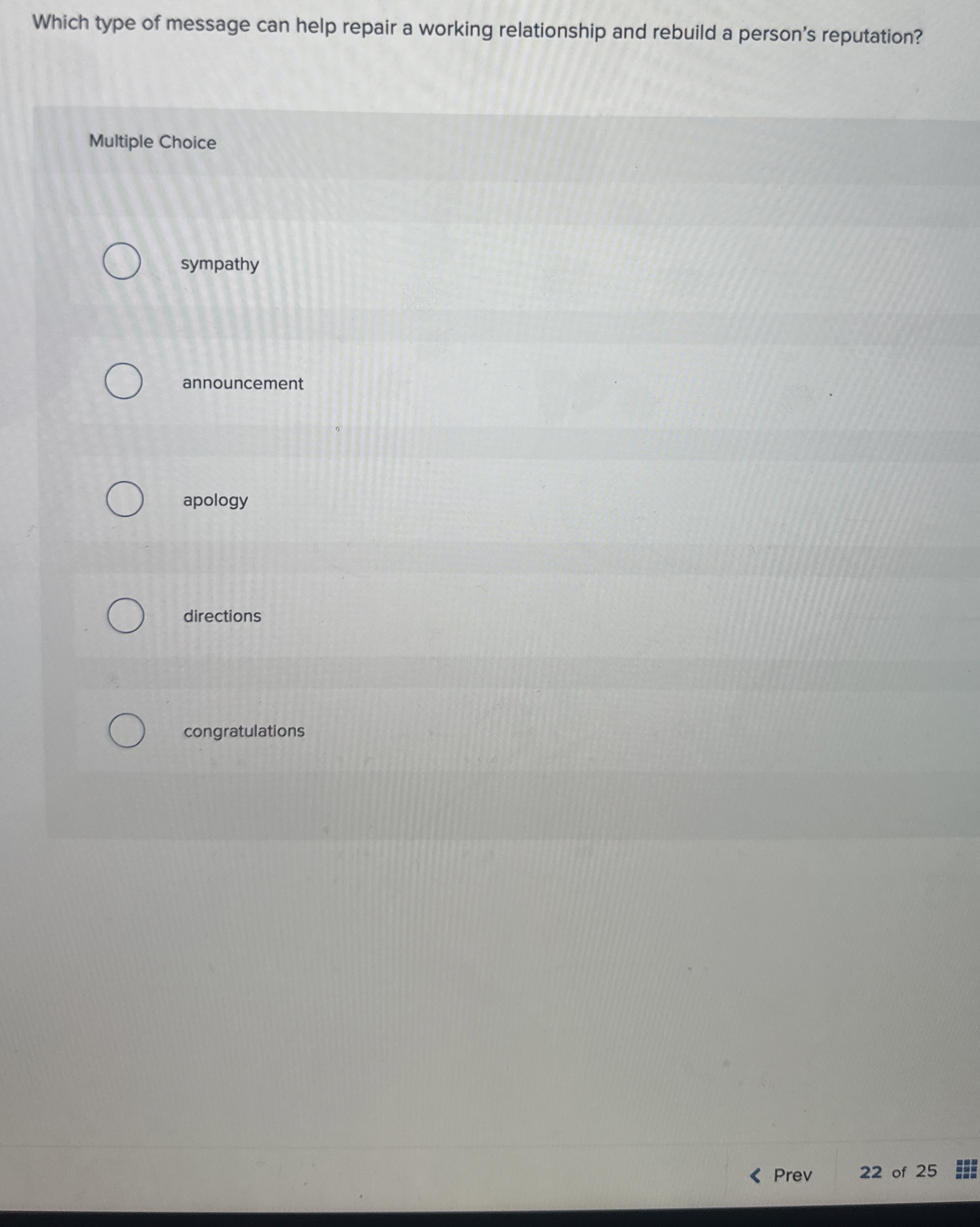 Which type of message can help repair a working relationship and
