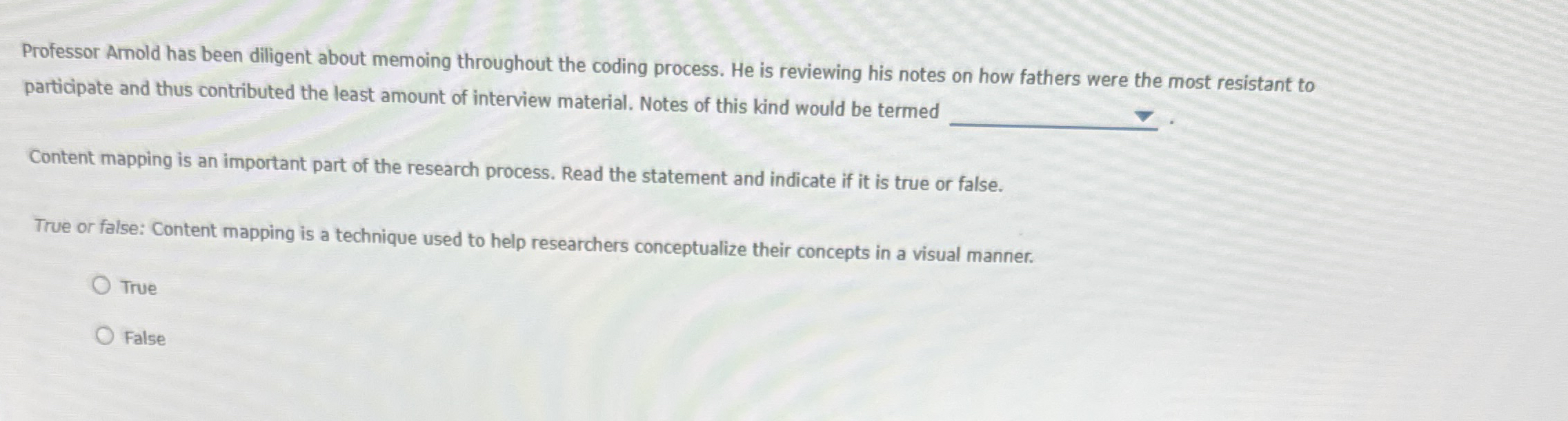  Professor Amold has been diligent about memoing throughout the coding process.