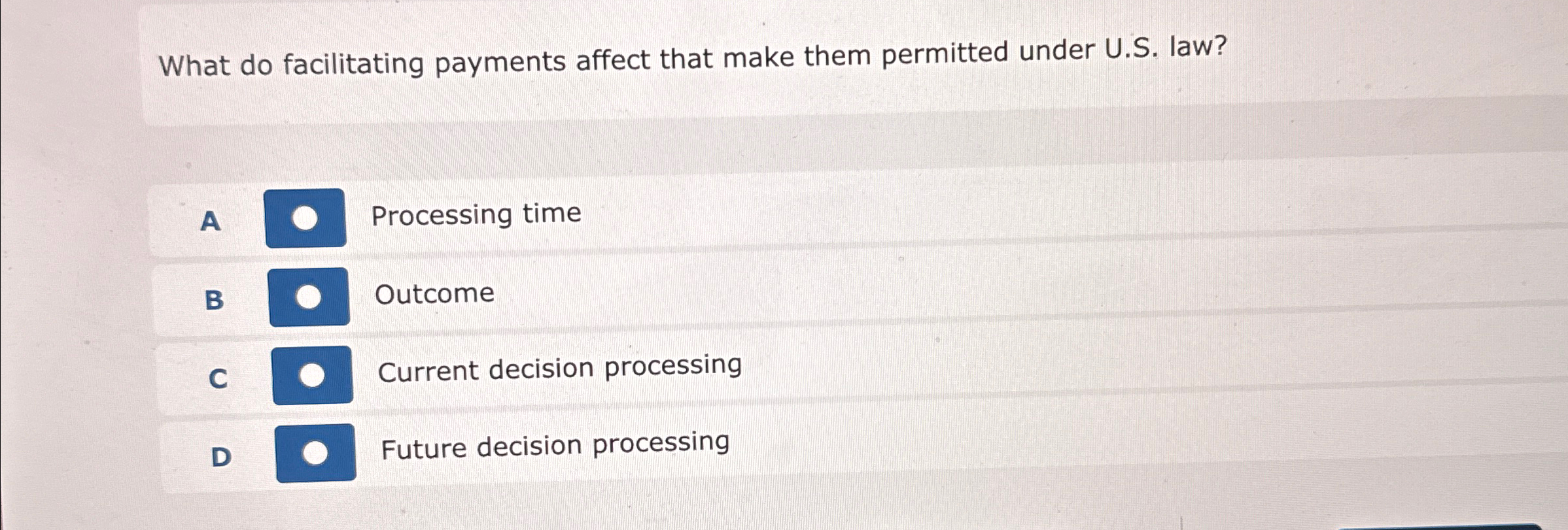  What do facilitating payments affect that make them permitted under U.S.