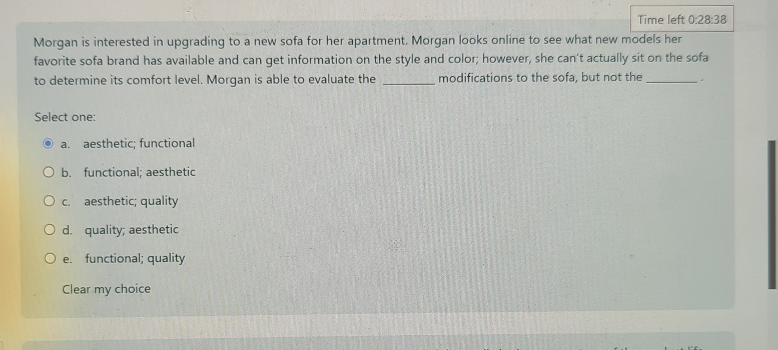  Time left 0:28:38 Morgan is interested in upgrading to a new