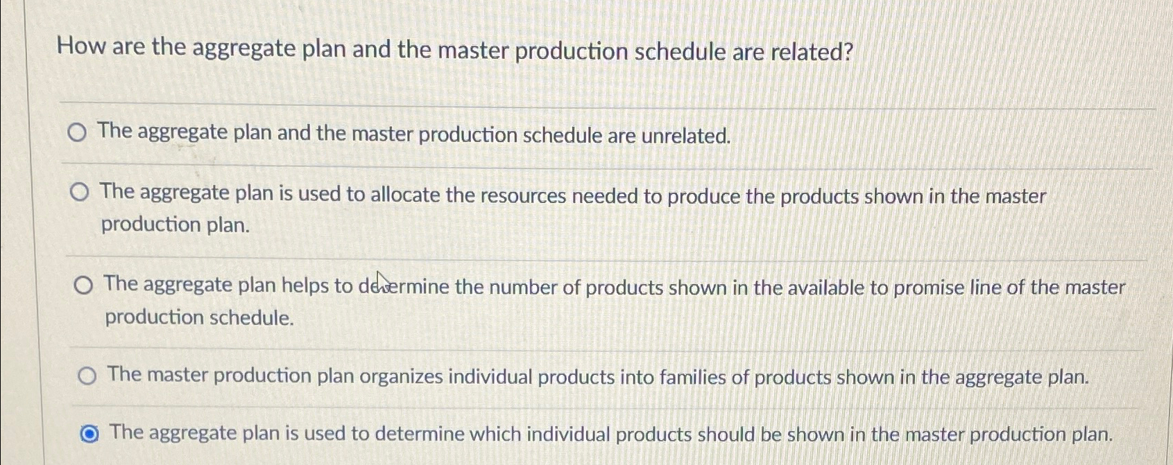  How are the aggregate plan and the master production schedule are