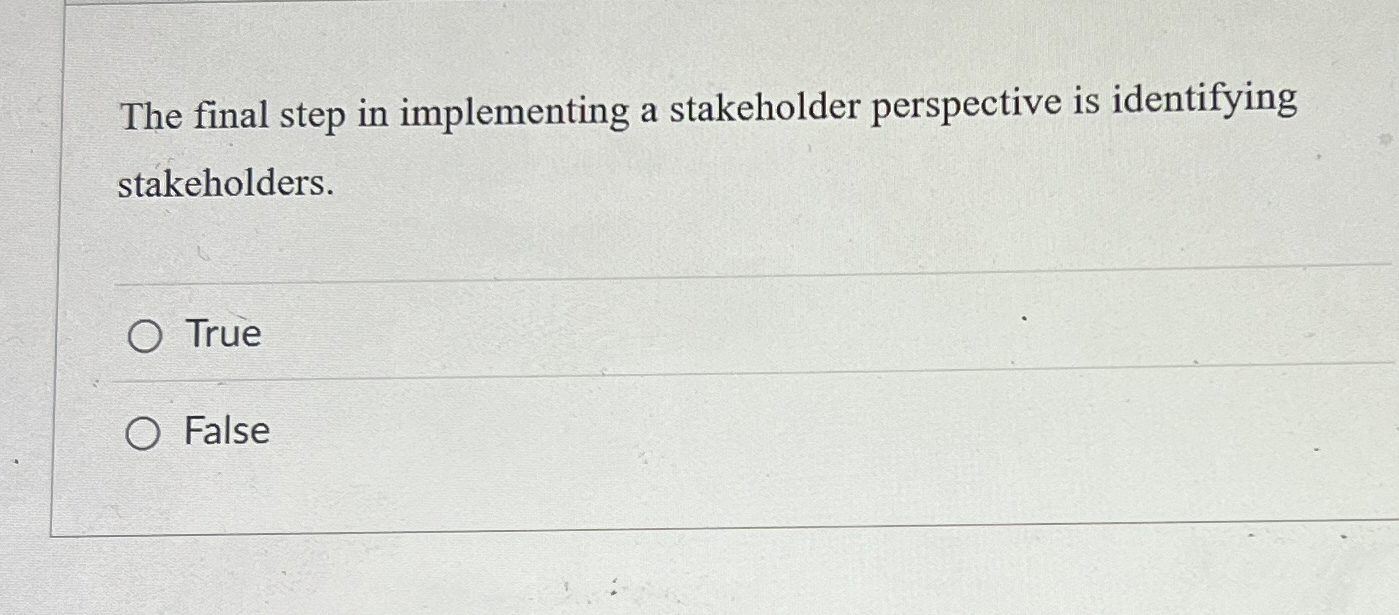  The final step in implementing a stakeholder perspective is identifying stakeholders.