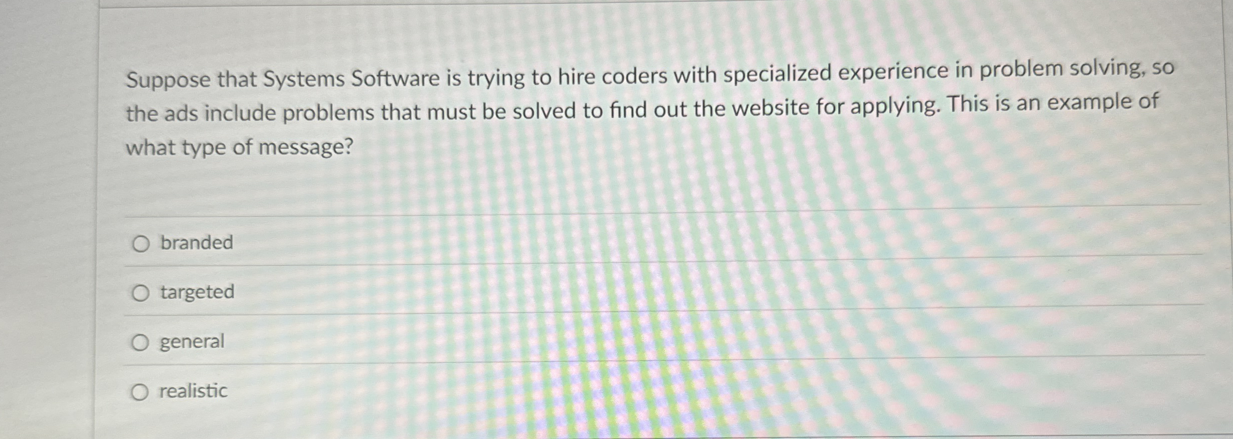  Suppose that Systems Software is trying to hire coders with specialized