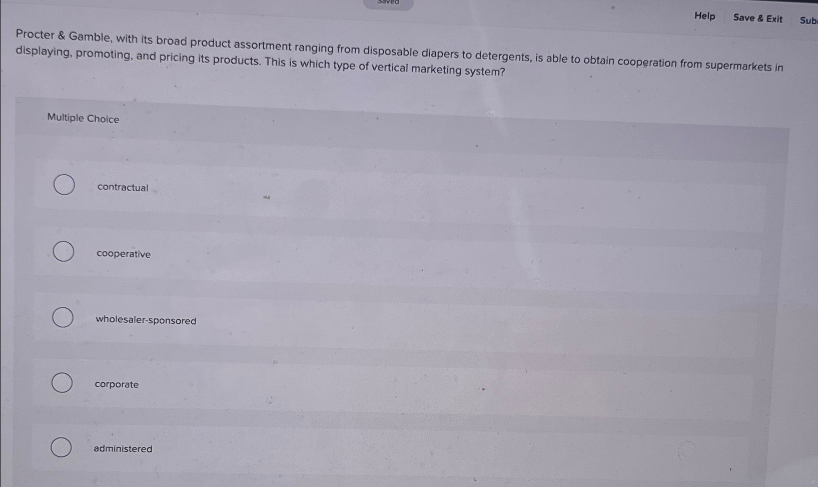  Help Save & Exit Sub Procter & Gamble, with its broad