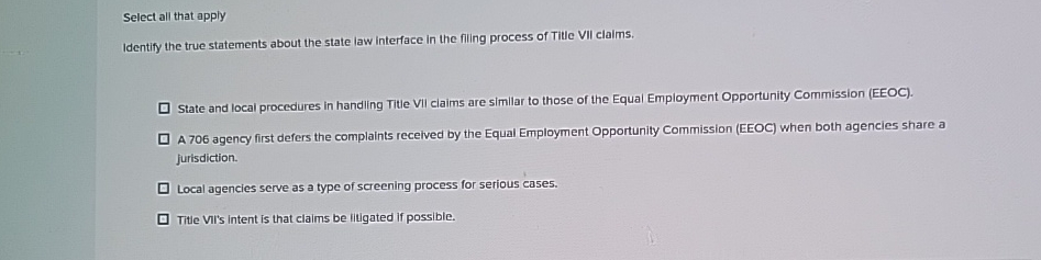  Select all that apply Identify the true statements about the state