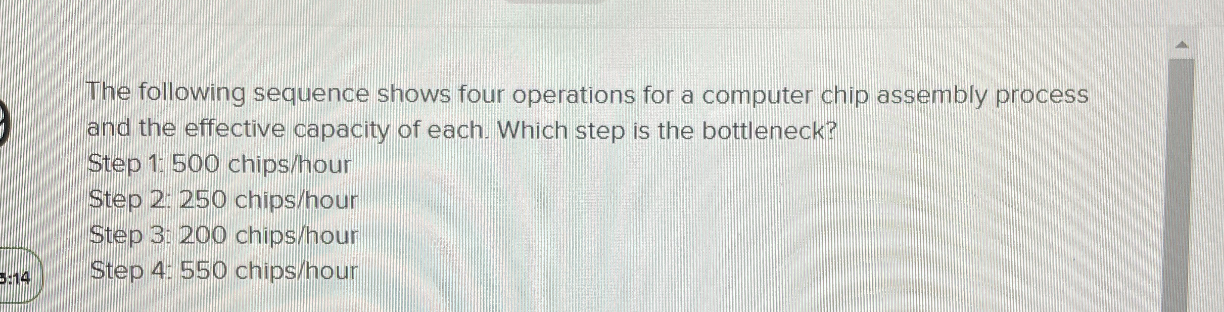  The following sequence shows four operations for a computer chip assembly