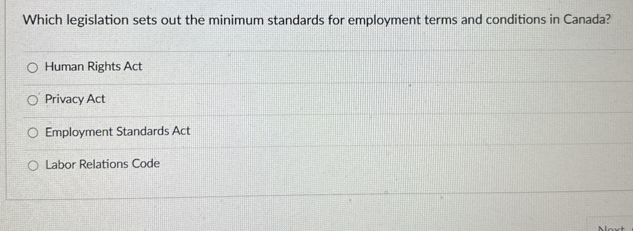  Which legislation sets out the minimum standards for employment terms and