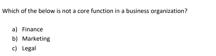  Which of the below is not a core function in a