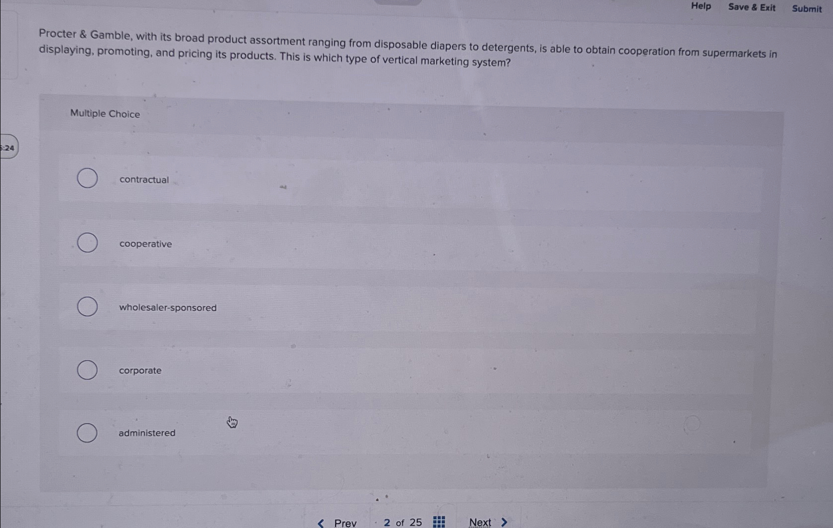  Help Save & Exit Submit Procter & Gamble, with its broad