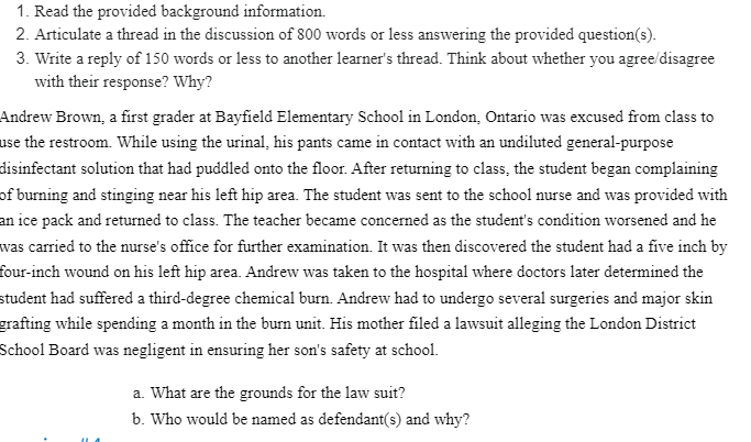  1. Read the provided background information. 2. Articulate a thread in