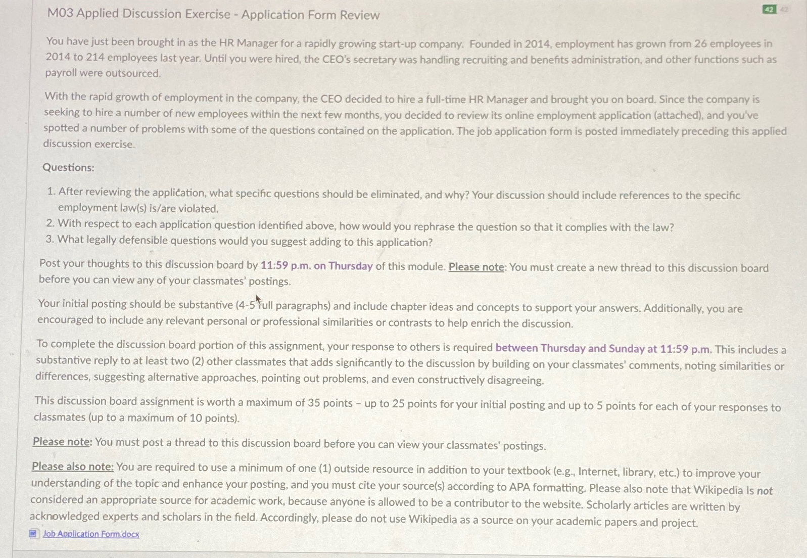  M03 Applied Discussion Exercise - Application Form Review You have just