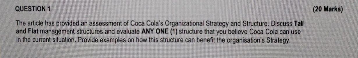 QUESTION 1 (20 Marks) The article has provided an assessment of