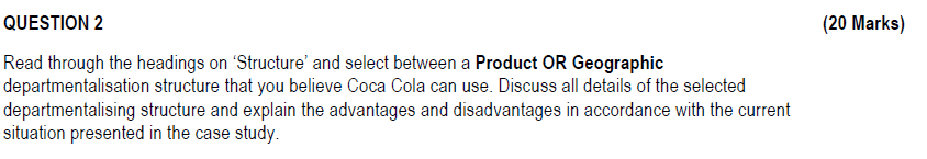  QUESTION 2 Read through the headings on 'Structure' and select between