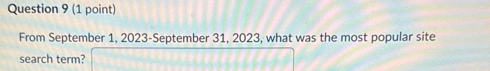  Question 9(1 point) From September 1,2023-September 31,2023, what was the most