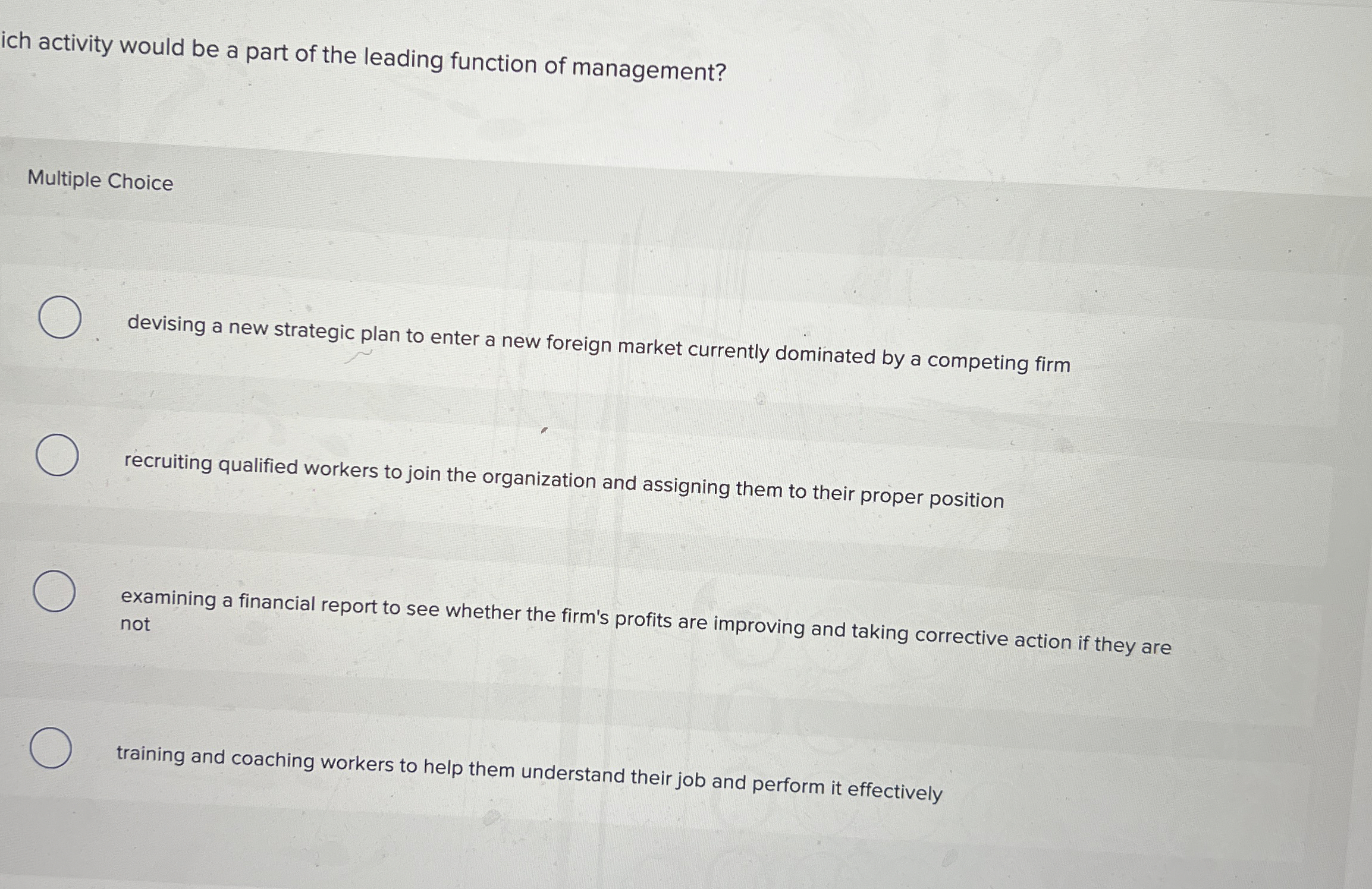  ich activity would be a part of the leading function of