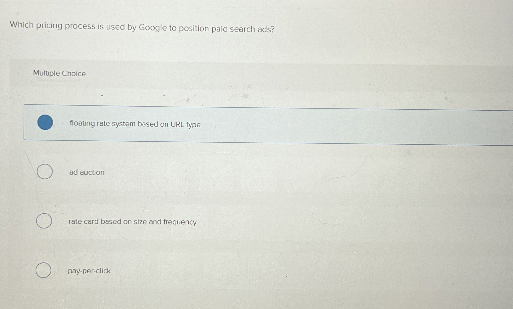  Which pricing process is used by Google to position paid search