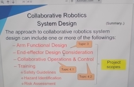  Collaborative Robotics System Design (Summary..) The approach to collaborative robotics system
