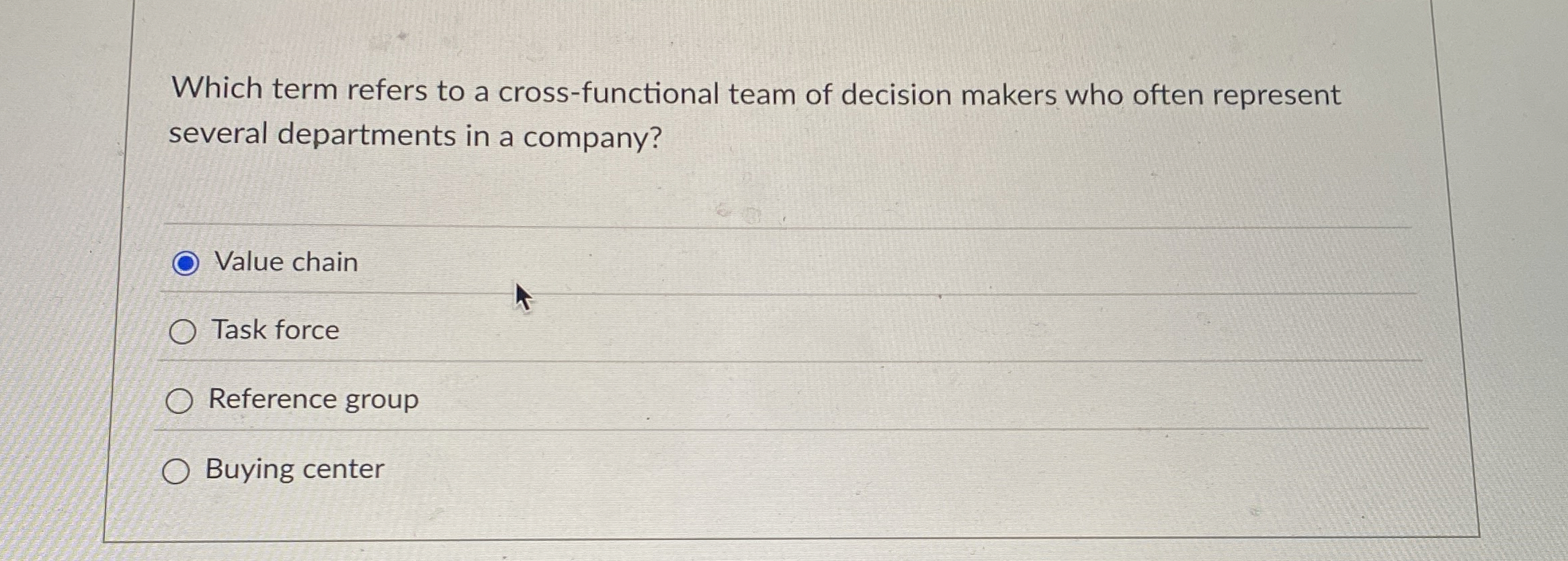  Which term refers to a cross-functional team of decision makers who