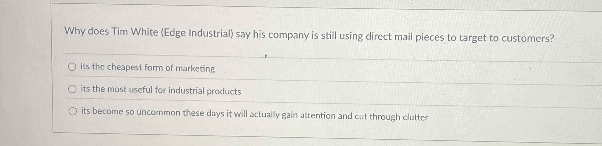  Why does Tim White (Edge Industrial) say his company is still