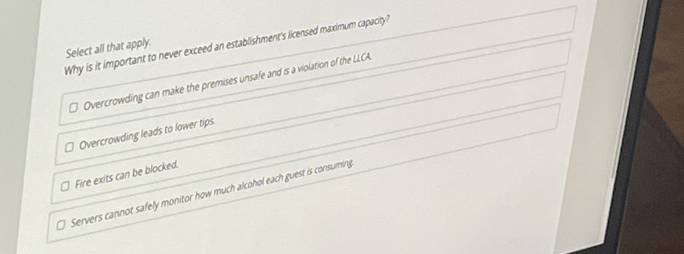  Select all that apply. Why is it important to never exceed