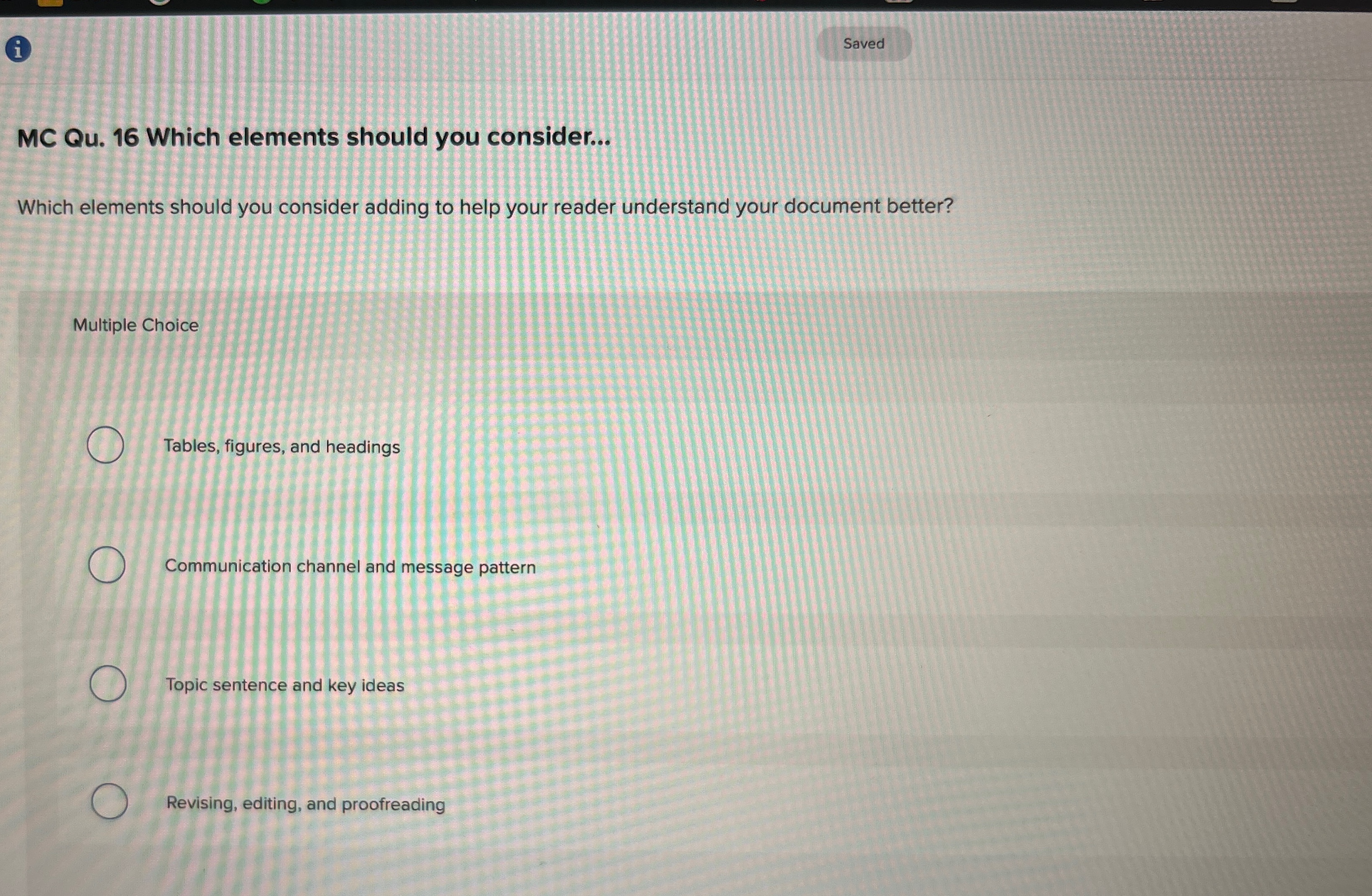  MC Qu.16 Which elements should you consider... Which elements should you