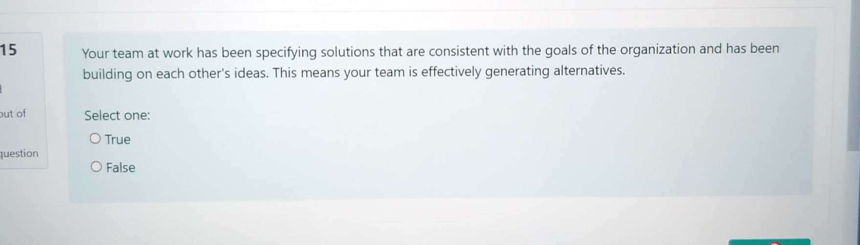  15 Your team at work has been specifying solutions that are