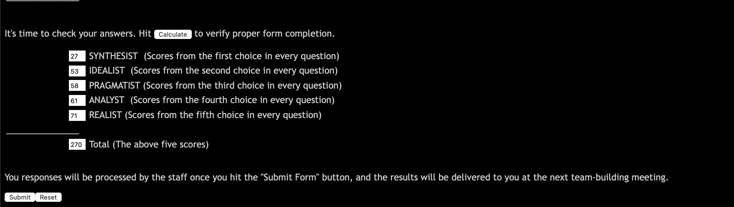  Please identify your preferred style and least preferred style from the