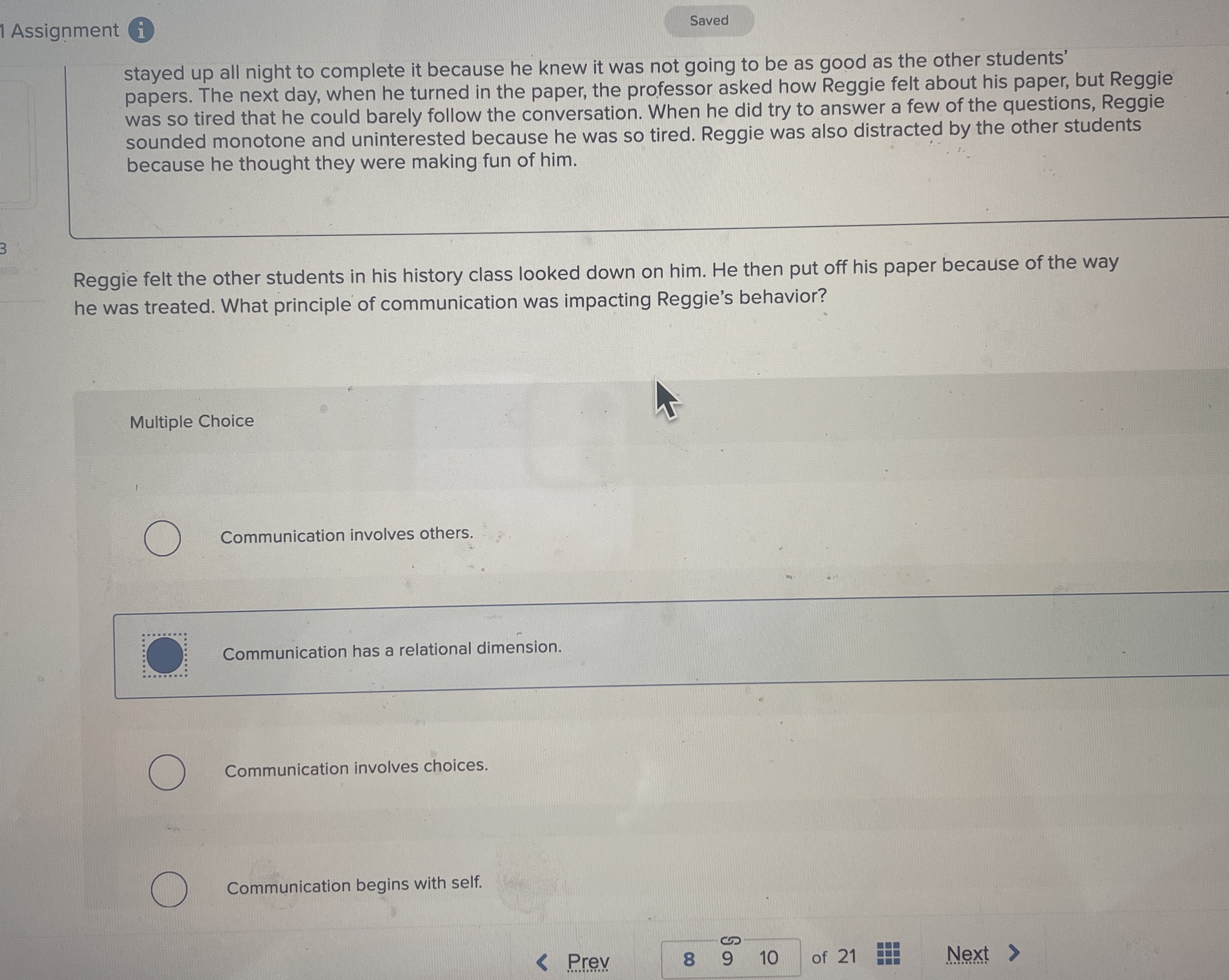  1 Assignment stayed up all night to complete it because he