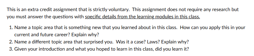  Discussion Board BLA 303 This is an extra credit assignment that