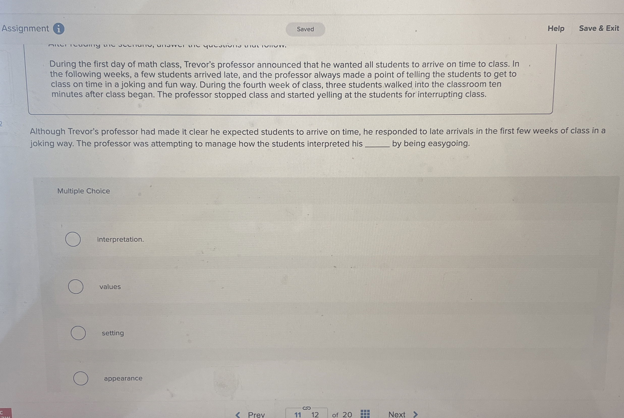  Assignment Help Save & Exit During the first day of math