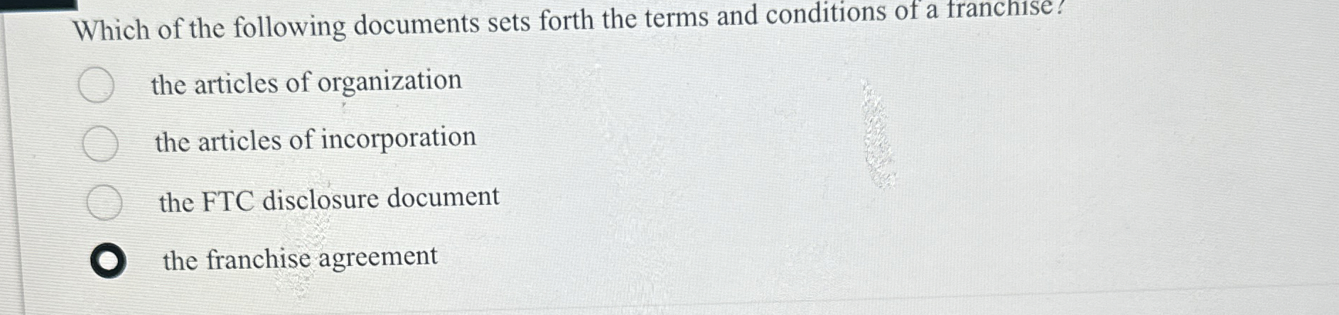  Which of the following documents sets forth the terms and conditions