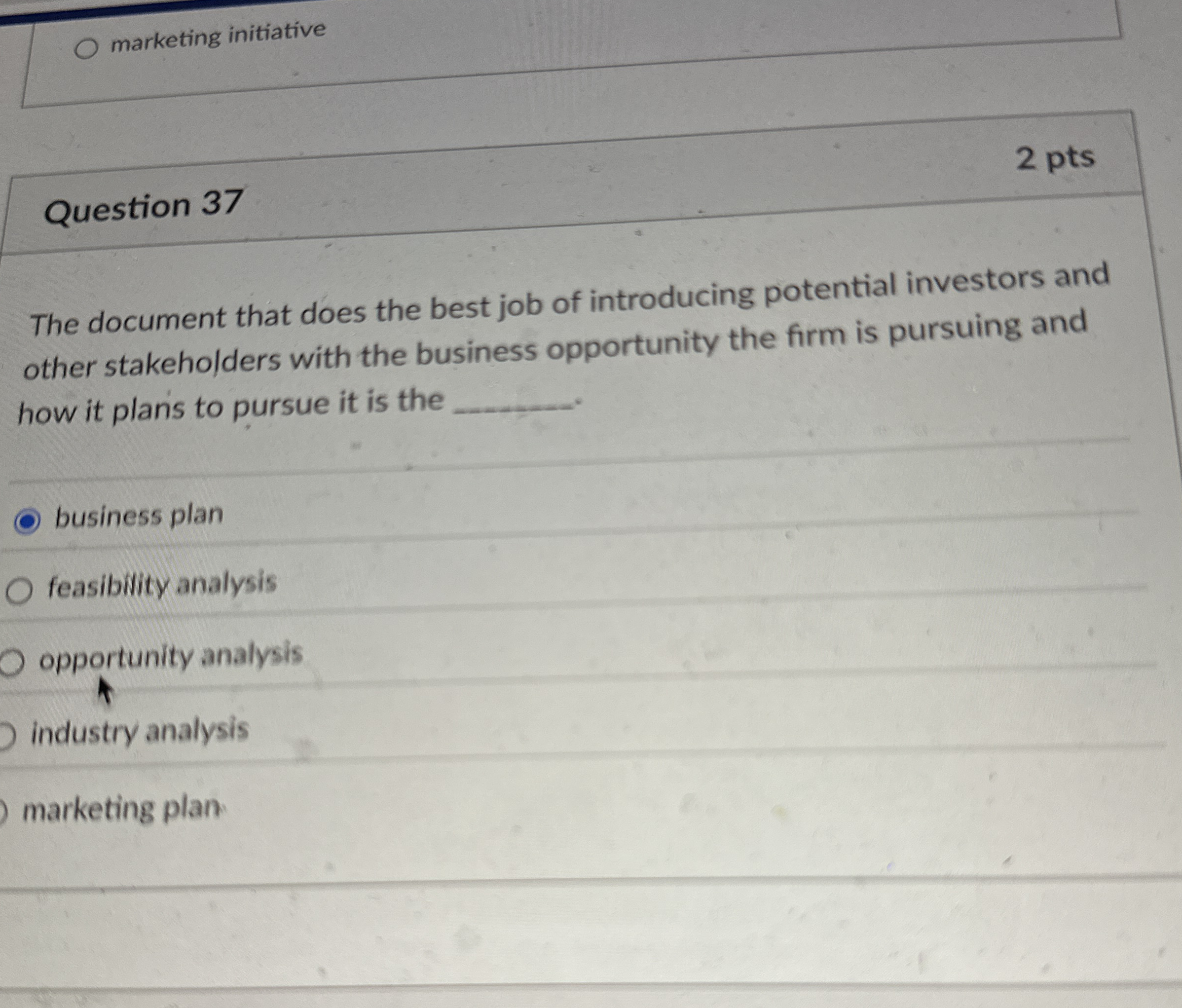  Question 37 The document that does the best job of introducing