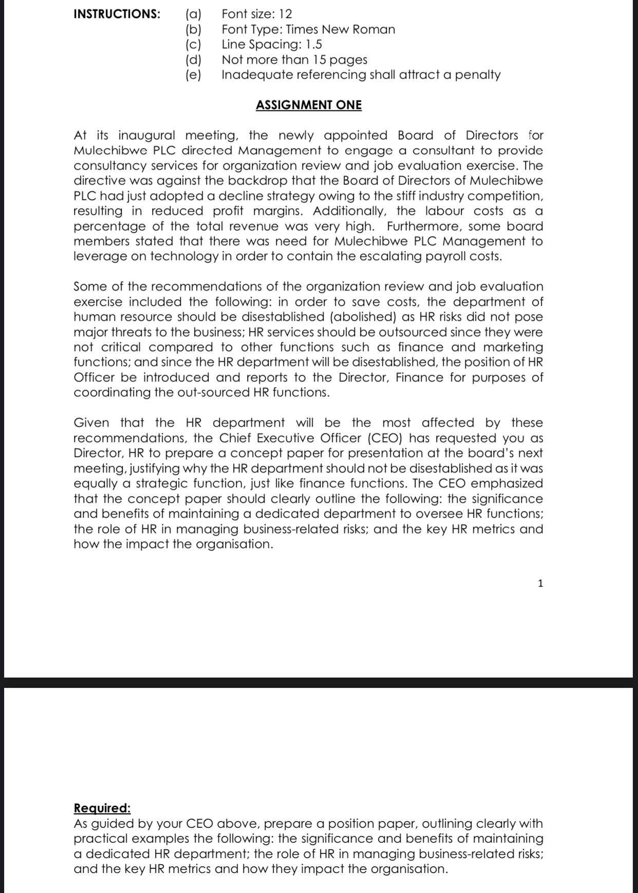  INSTRUCTIONS: (a) Font size: 12 (b) Font Type: Times New Roman