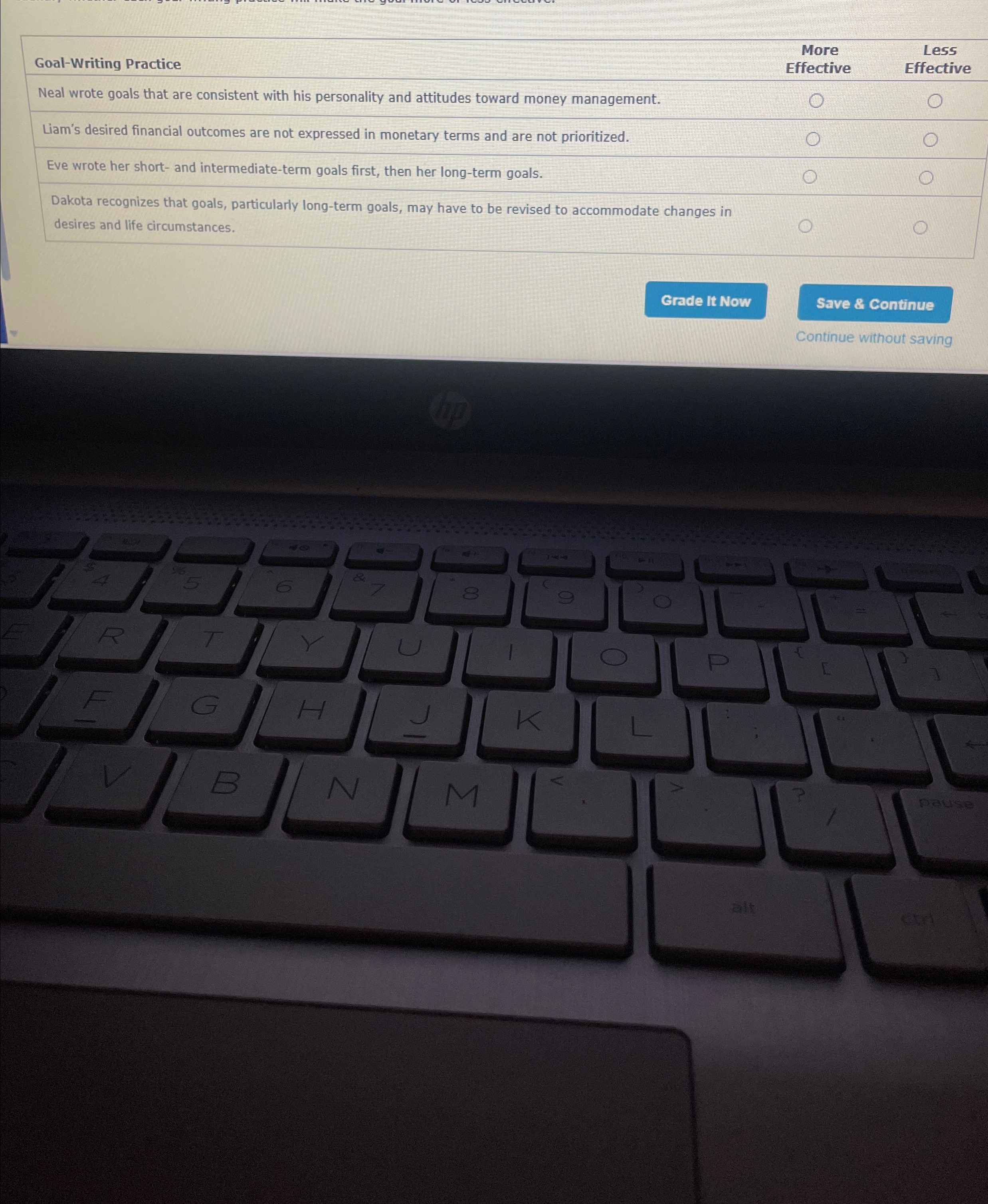  Goal-Writing Practice More Less Effective Effective Neal wrote goals that are