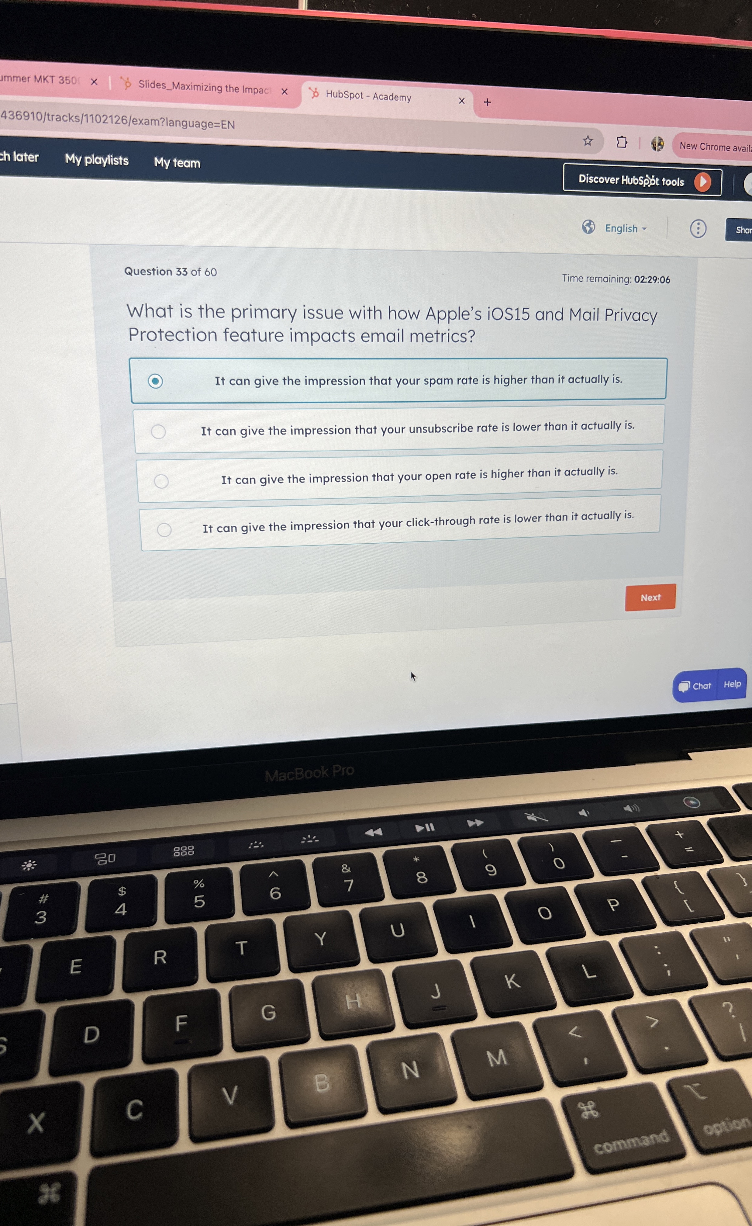  immer MKT 350 Slides_Maximizing the Impac HubSpot - Academy 436910/tracks/1102126/exam?language =EN