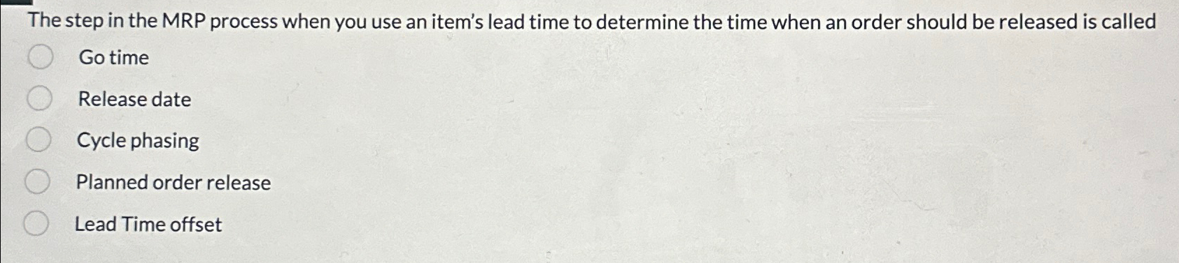  The step in the MRP process when you use an item's