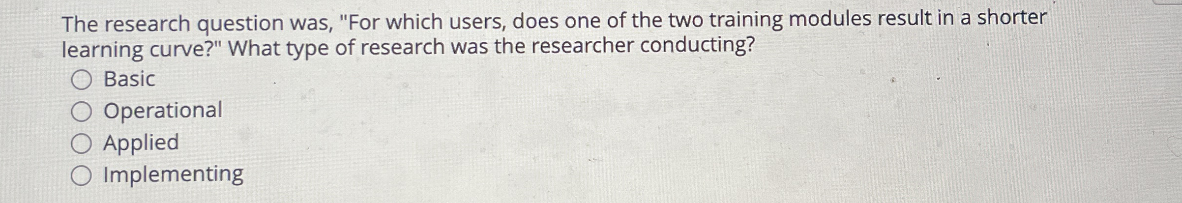  The research question was, "For which users, does one of the