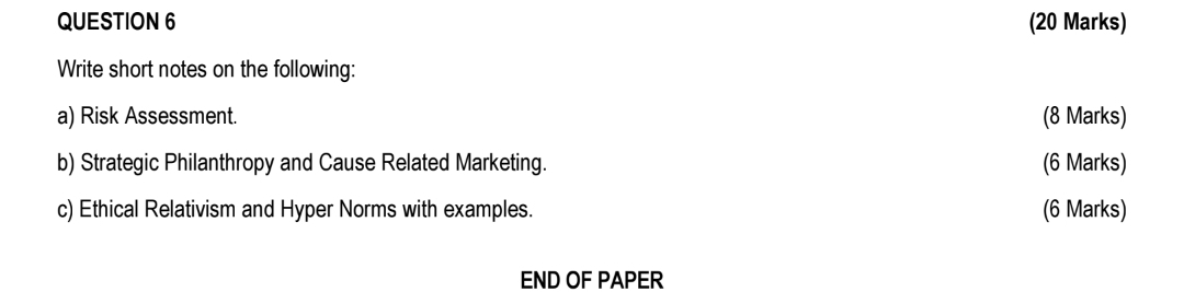  QUESTION 6 (20 Marks) Write short notes on the following: a)